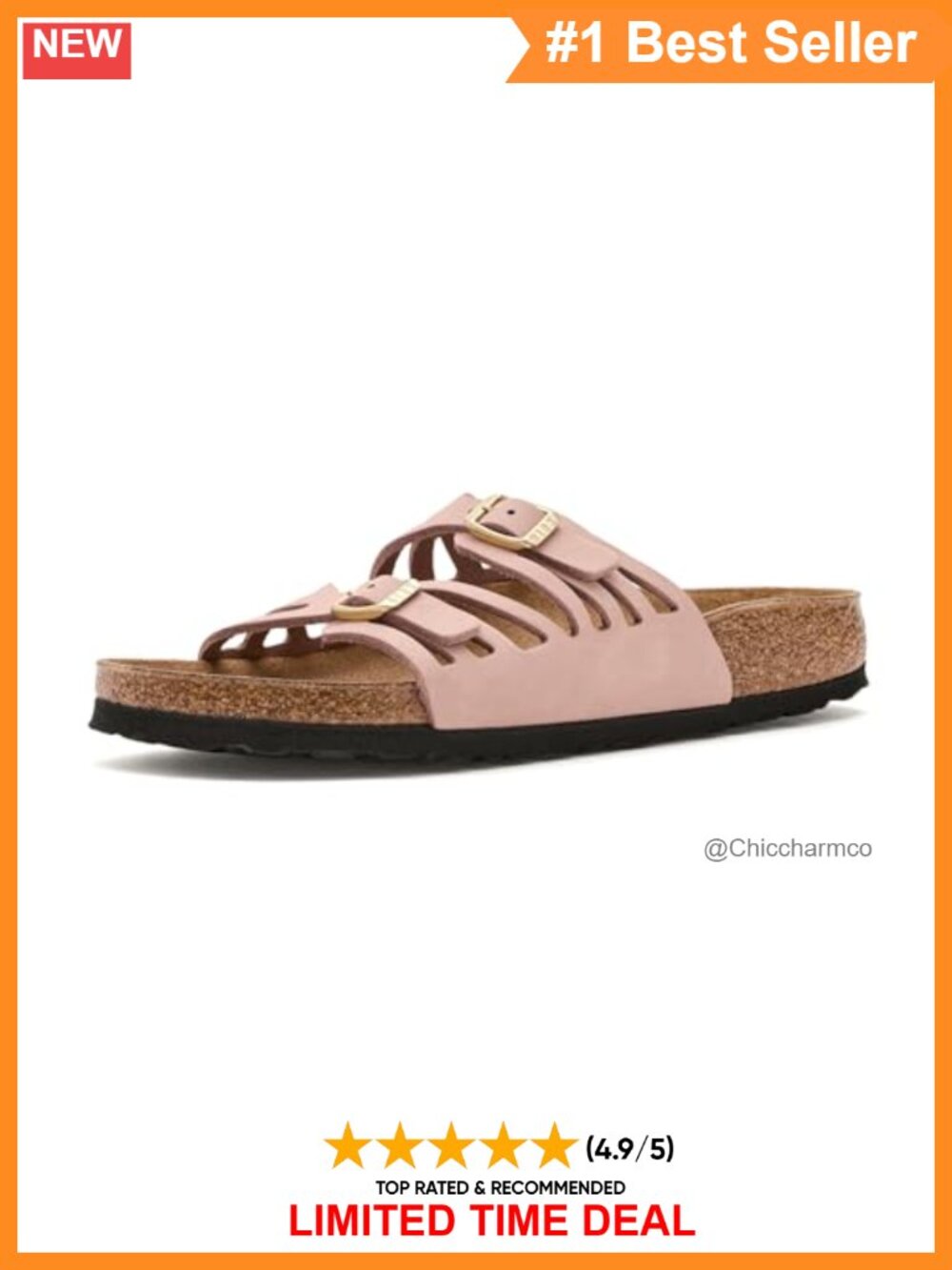 Nubuck Leather Slingback Slide Sandals Buckle Cork Footbed Comfort